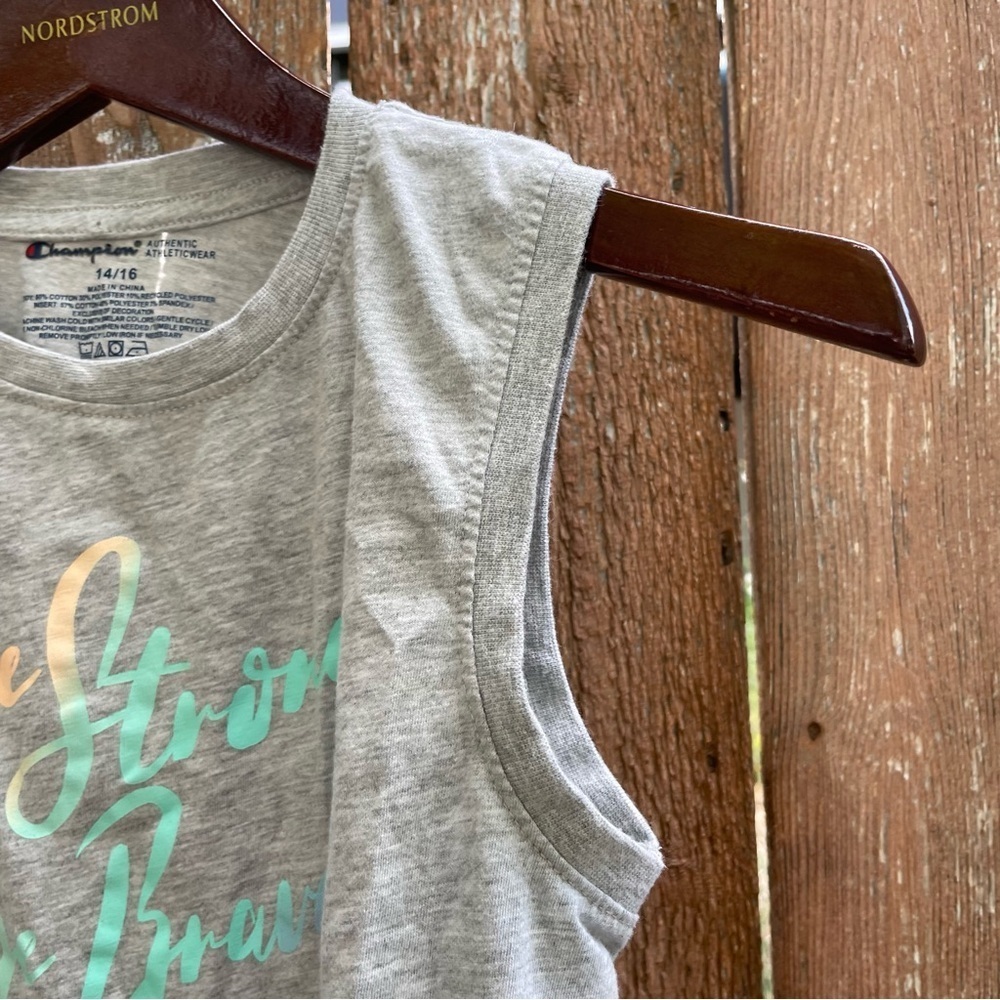 CHAMPION Girls Gray Tank Top Colorful Graphic Size 14 - Picture 5 of 6